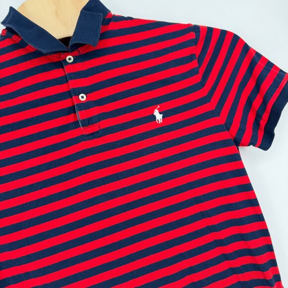 Ralph Lauren Other - Polo by Ralph Lauren Red Blue Striped Short Sleeve Polo Shirt Custom Fit L Large